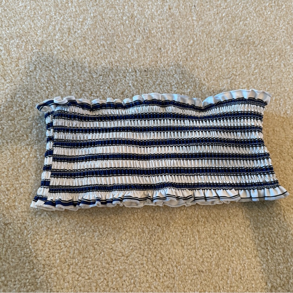 Zaful Striped Ruffled Bikini Tube Top (Size 4)